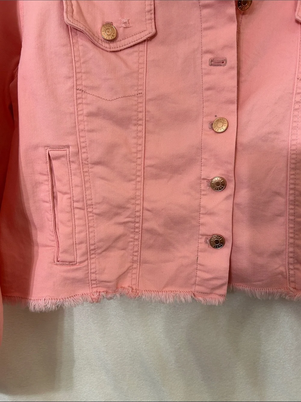 Justice Light Pink Cropped Jean Jacket